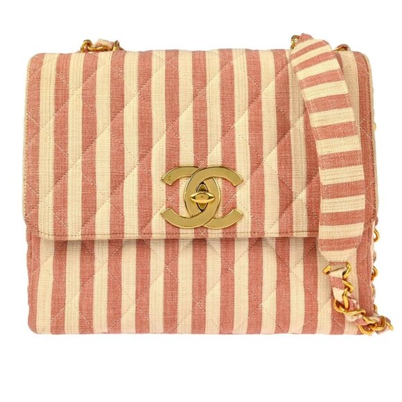 Chanel Red White Canvas Shoulder Bag 134066 - Picture 1 of 11